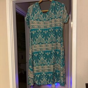 Teal and Cream Paisley Women's Dress